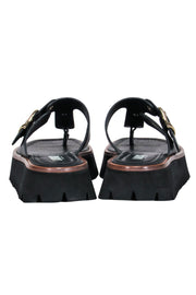 Current Boutique-Labucq - Black Leather Platform Sandals Sz 11