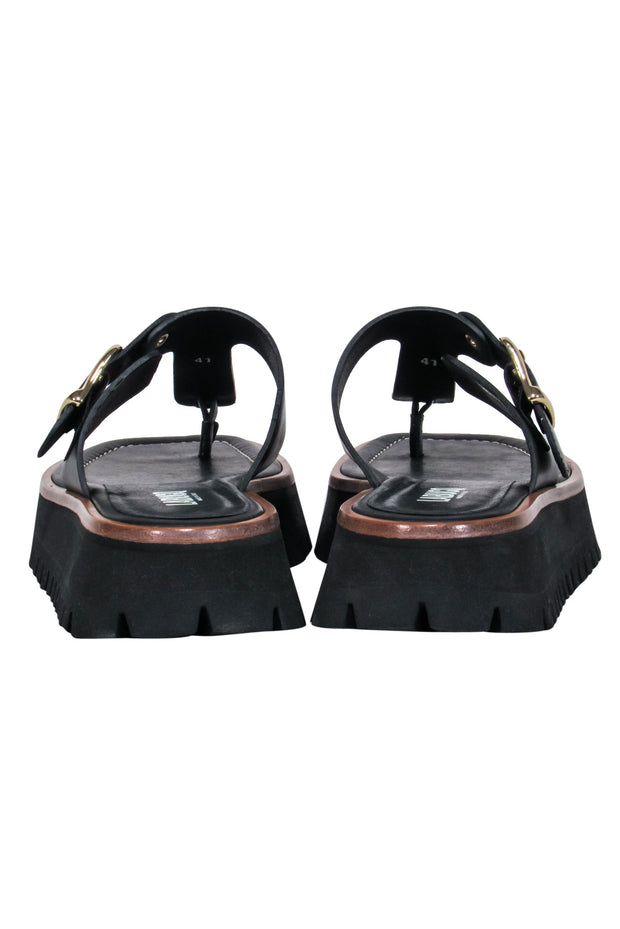 Current Boutique-Labucq - Black Leather Platform Sandals Sz 11