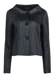 Current Boutique-Lafayette 148 - Black Textured Collarless Blazer Sz 6