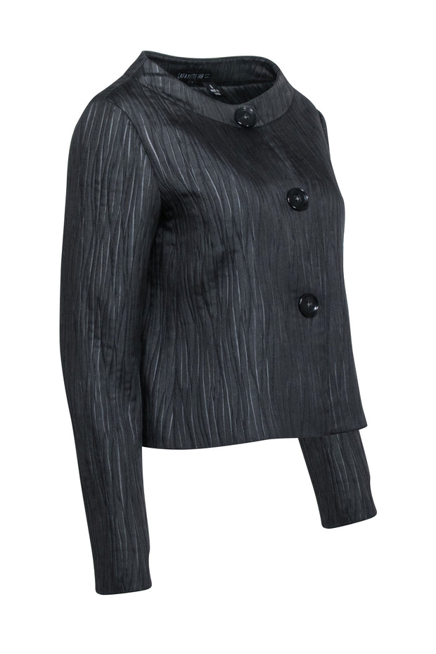 Current Boutique-Lafayette 148 - Black Textured Collarless Blazer Sz 6
