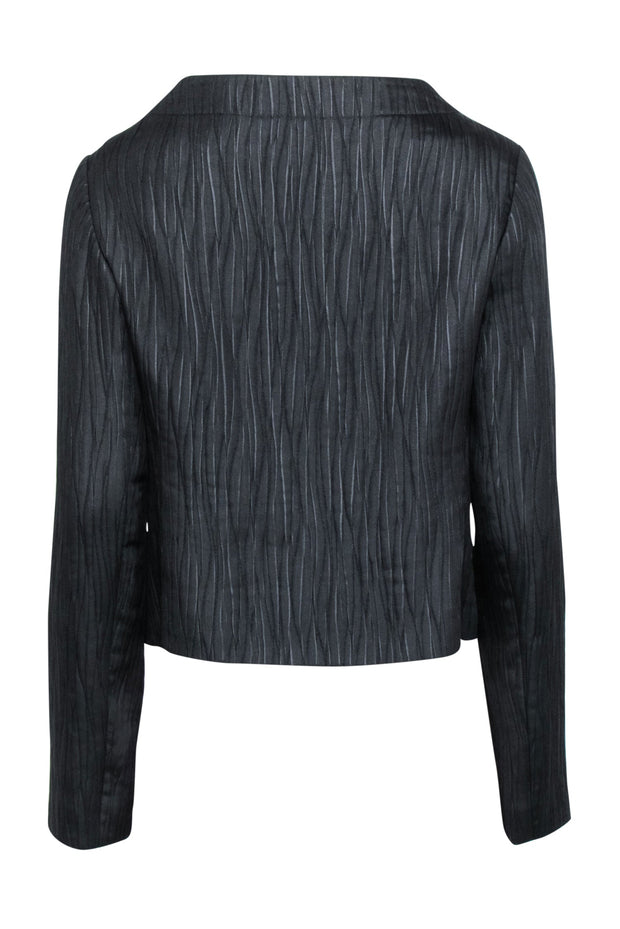 Current Boutique-Lafayette 148 - Black Textured Collarless Blazer Sz 6