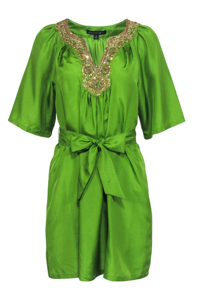 Current Boutique-Lafayette 148 - Green Beaded Tunic Dress Sz 4