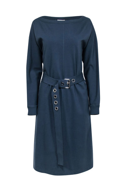 Current Boutique-Lafayette 148 - Teal Sweatshirt Dress w/ Removable Belt Sz L