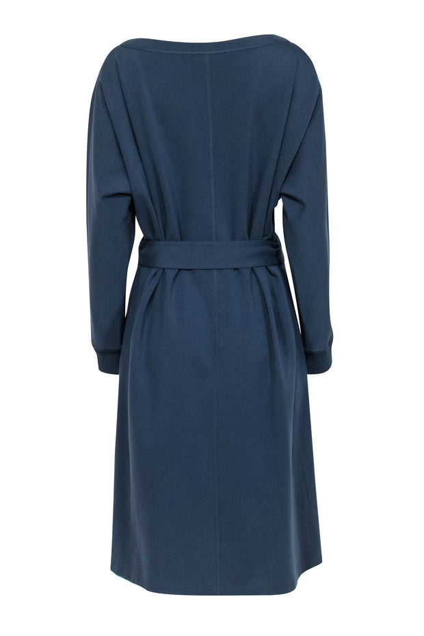 Current Boutique-Lafayette 148 - Teal Sweatshirt Dress w/ Removable Belt Sz L