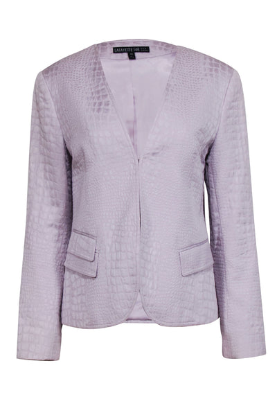 Current Boutique-Lafayette 148 - Pale Lavender Reptile Embossed Jacket Sz 10