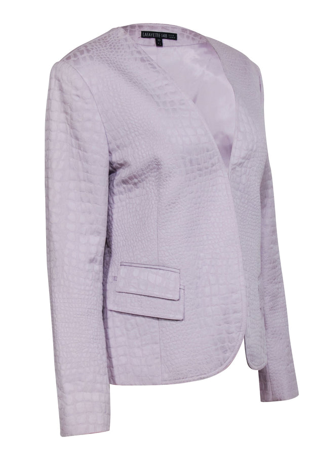 Current Boutique-Lafayette 148 - Pale Lavender Reptile Embossed Jacket Sz 10