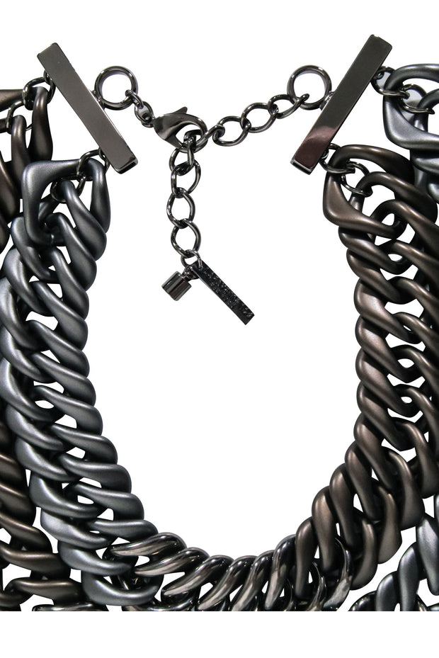 Current Boutique-Lafayette 148 - Gun Metal Grey Thick Chain Necklace