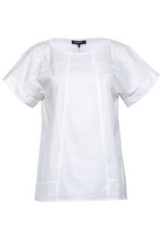 Current Boutique-Lafayette 148 - White Short Sleeve "Deryn" Top Sz M