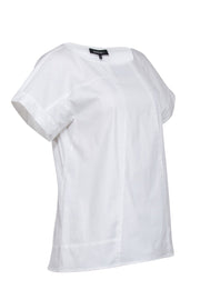 Current Boutique-Lafayette 148 - White Short Sleeve "Deryn" Top Sz M