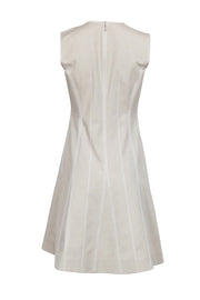 Current Boutique-Lafayette 148 - Beige Sleeveless A-Line Dress w/ Contrast Stitching Sz 2