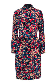 Current Boutique-Lafayette 148 - Navy Blue Shirt Dress w/ Multi-Color Print Sz M