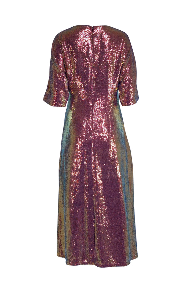 Lapointe - Pink-Gold Iridescent Sequin Ruched Side Dress Sz 8 - Current Boutique