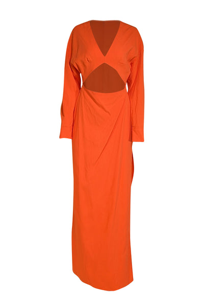 Current Boutique-Lapointe - Coral Orange Pebble Crepe Cut-Out Dress Sz 6