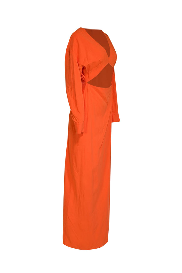 Current Boutique-Lapointe - Coral Orange Pebble Crepe Cut-Out Dress Sz 6