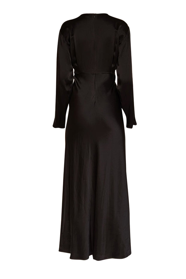 Current Boutique-Lapointe - Black Satin Long Sleeve Dress w/ Slit Sz 2