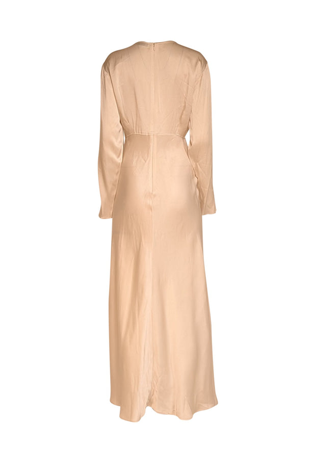 Current Boutique-Lapointe - Cream Satin Long Sleeve Dress w/ Slit Sz 6