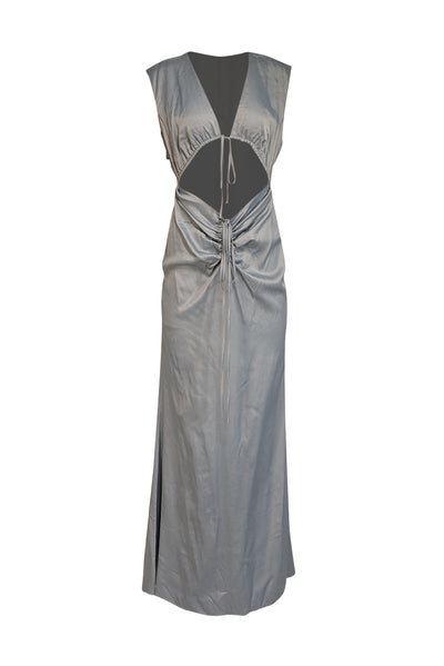 Current Boutique-Lapointe - Dove Blue Satin Shirred Maxi Dress Sz 6