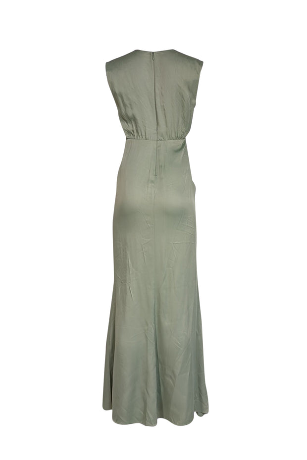 Current Boutique-Lapointe - Green Satin Shirred Maxi Dress Sz 6