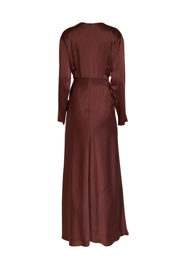 Current Boutique-Lapointe - Mulberry Satin Long Sleeve Dress w/ Slit Sz 6