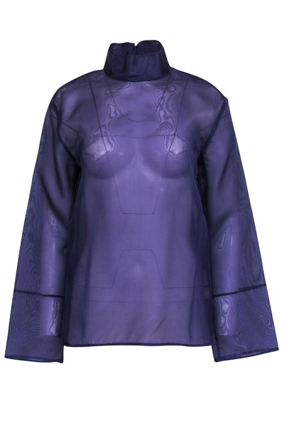 Current Boutique-Lapointe - Dark Purple Silk Sheer Zipper Back Top Sz 6