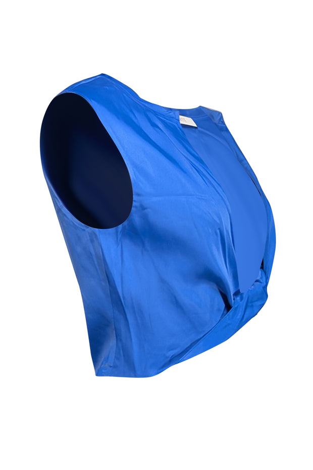 Current Boutique-Lapointe - Blue Satin Twist-Front Cropped Top Sz 8