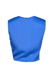 Current Boutique-Lapointe - Blue Satin Twist-Front Cropped Top Sz 8