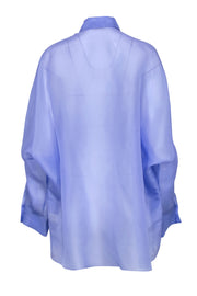 Current Boutique-Lapointe - Blue Silk Sheer Oversized Button-Up Blouse Sz S