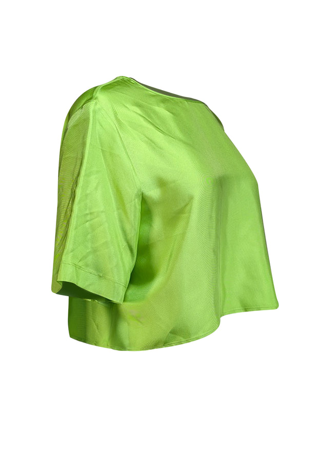Current Boutique-Lapointe - Neon Green Silk Cropped Tee Sz 8