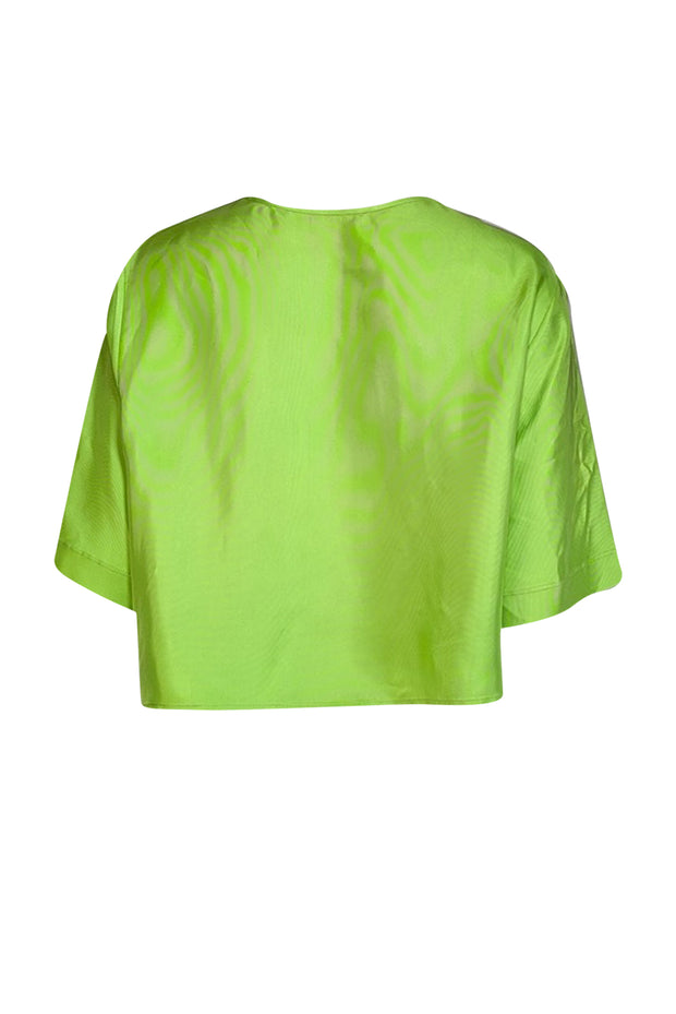 Current Boutique-Lapointe - Neon Green Silk Cropped Tee Sz 8