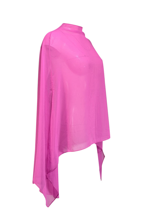 Current Boutique-Lapointe - Fuchsia Georgette Oversized Cape Tee Sz XS