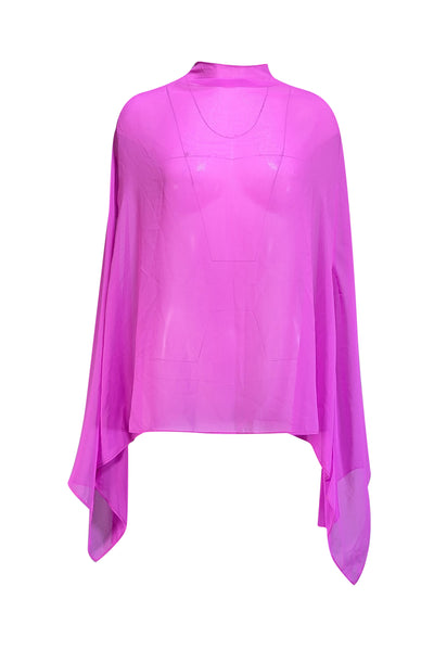 Current Boutique-Lapointe - Fuchsia Georgette Oversized Cape Tee Sz XS