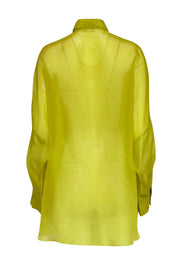 Current Boutique-Lapointe - Chartreuse Sheer Button-Up Oversized Blouse Sz S
