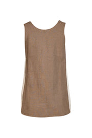 Current Boutique-Laurence Dolige - Olive & Cream Sleeveless Linen Top Sz S