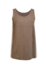 Current Boutique-Laurence Dolige - Olive & Cream Sleeveless Linen Top Sz S