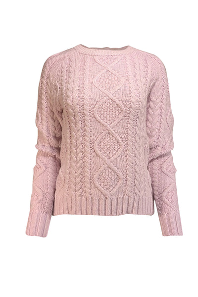 Current Boutique-Le Superbe - Light Pink Cable Knit Open Back Sweater Sz M