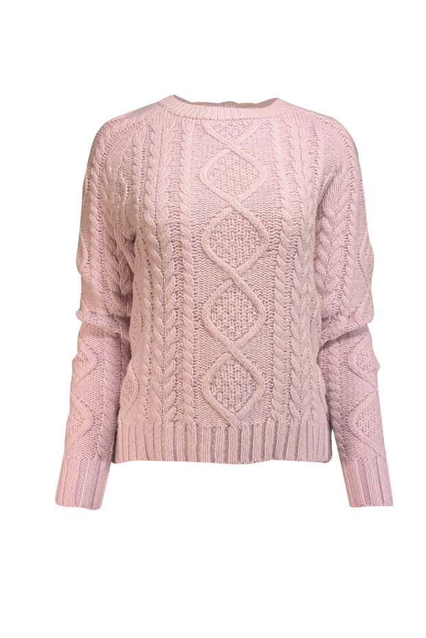 Current Boutique-Le Superbe - Light Pink Cable Knit Open Back Sweater Sz M
