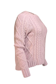 Current Boutique-Le Superbe - Light Pink Cable Knit Open Back Sweater Sz M