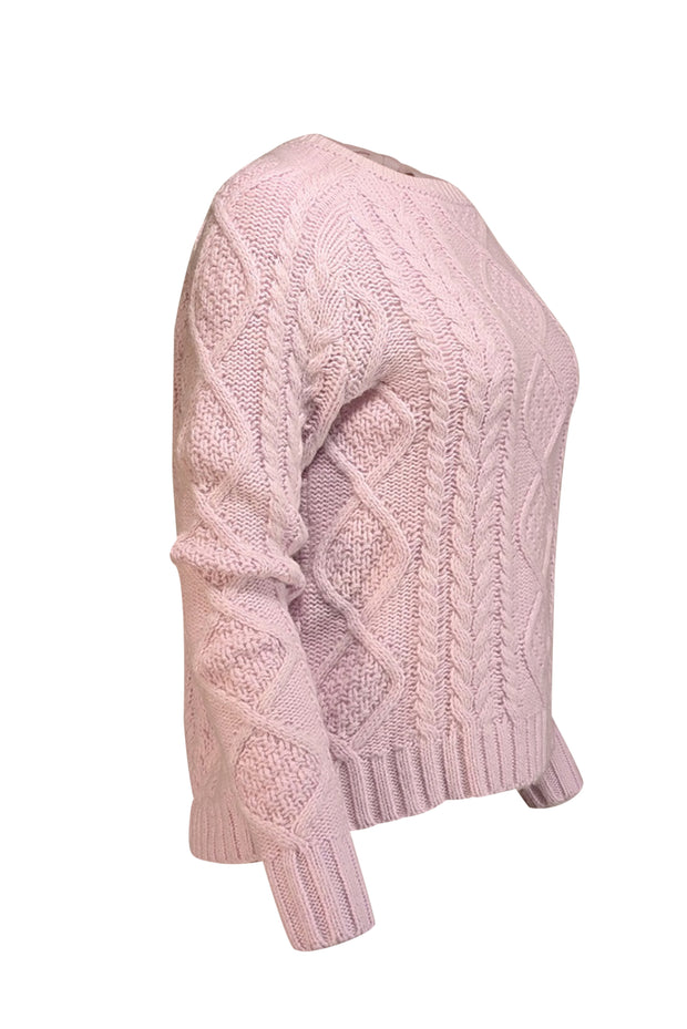Current Boutique-Le Superbe - Light Pink Cable Knit Open Back Sweater Sz M