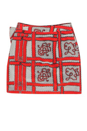 Current Boutique-Leifsdottir - Orange Printed Mini Skirt w/ Side Bow Sz 0