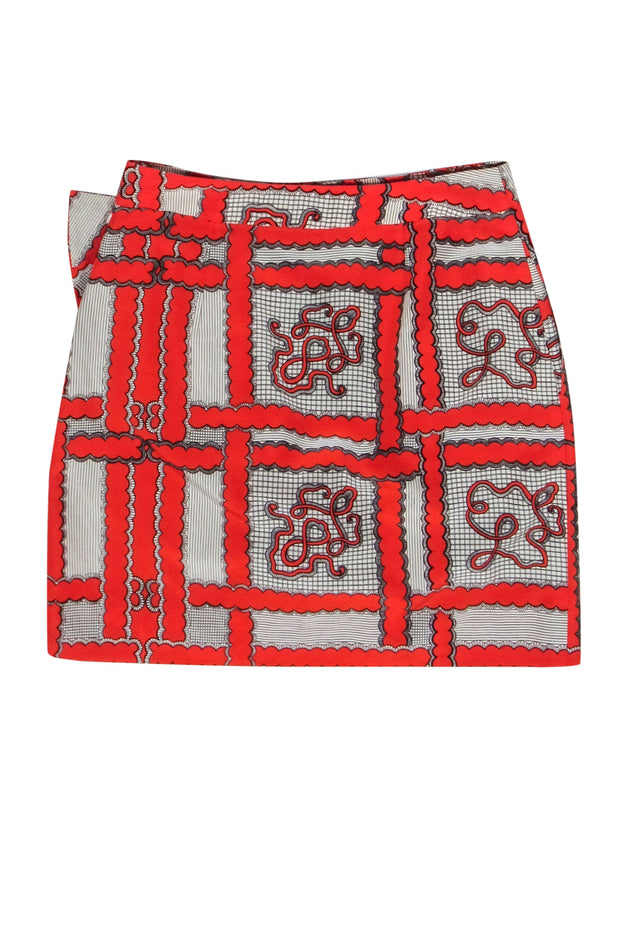 Current Boutique-Leifsdottir - Orange Printed Mini Skirt w/ Side Bow Sz 0