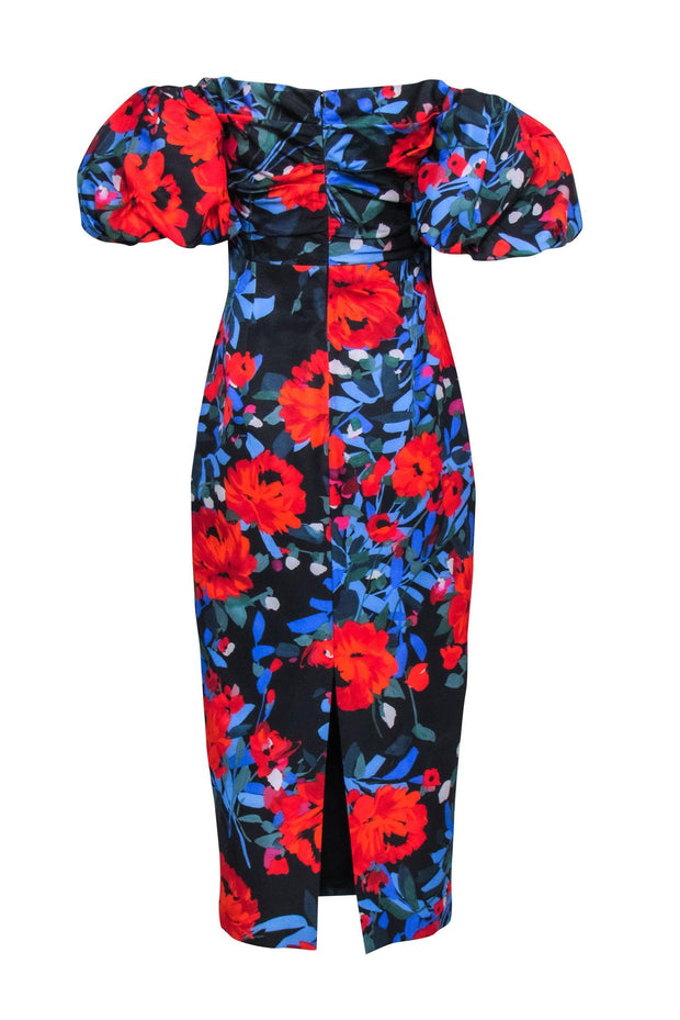 Current Boutique-Lela Rose - Black w/ Red, Blue, & Green Floral Formal Dress Sz 6