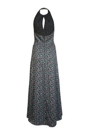 Lela Rose - Blue, teal, & Navy Floral Halter Formal Dress Sz 6 - Current Boutique