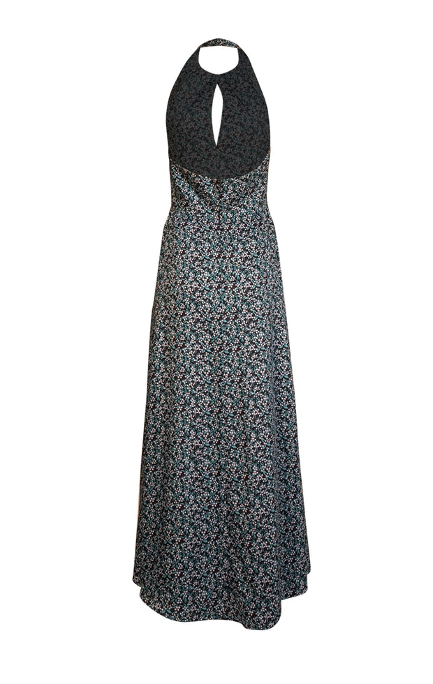Lela Rose - Blue, teal, & Navy Floral Halter Formal Dress Sz 6 - Current Boutique