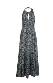 Lela Rose - Blue, teal, & Navy Floral Halter Formal Dress Sz 6 - Current Boutique