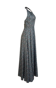 Lela Rose - Blue, teal, & Navy Floral Halter Formal Dress Sz 6 - Current Boutique