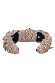 Current Boutique-Lele Sadoughi - Beige Print Knot Front Headband w/ Longhorns and Feathers