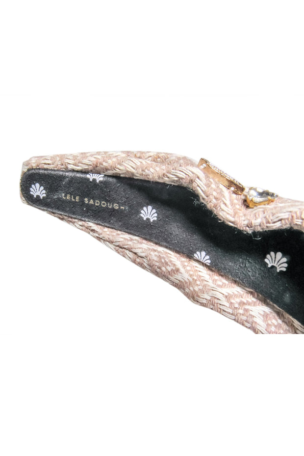 Current Boutique-Lele Sadoughi - Beige Print Knot Front Headband w/ Longhorns and Feathers