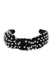 Current Boutique-Lele Sadoughi - Black Knot Front Headband w/ Pearl Accents