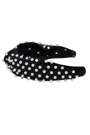 Current Boutique-Lele Sadoughi - Black Knot Front Headband w/ Pearl Accents