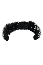 Current Boutique-Lele Sadoughi - Black Knot Front Headband w/ Pearl Accents